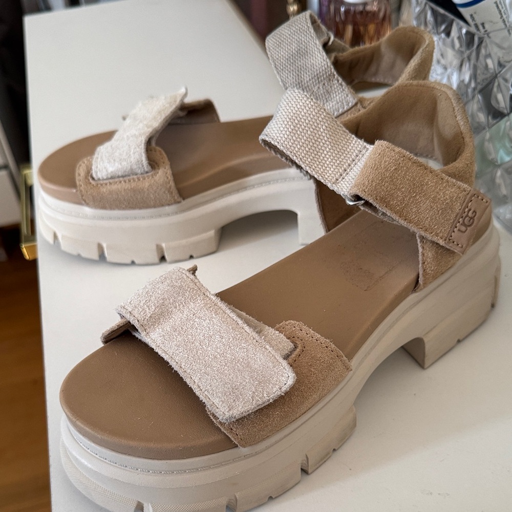 UGG Women's Tan Suede Chunky Strap Sandals